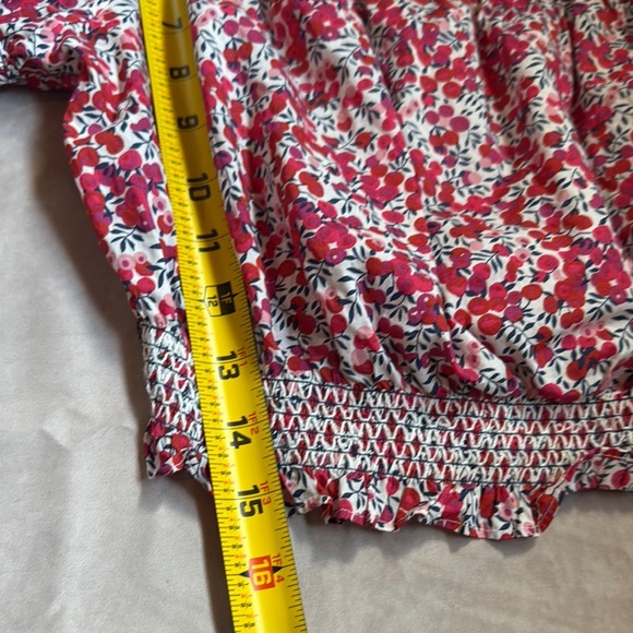 J Crew X Liberty Cotton Poplin Off-Shoulder Crop Top Cherries Boho Cottagecore M - Picture 11 of 12